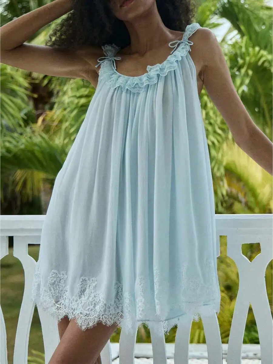 Womens Lace Vintage Victorian Sleeveless Babydoll Nightgown With Bow Ruffle Mesh See Through Summer Sleep Dress
Womens Lace Vintage Victorian Sleeveless Babydoll Nightgown With Bow Ruffle Mesh See Through Summer Sleep Dress
