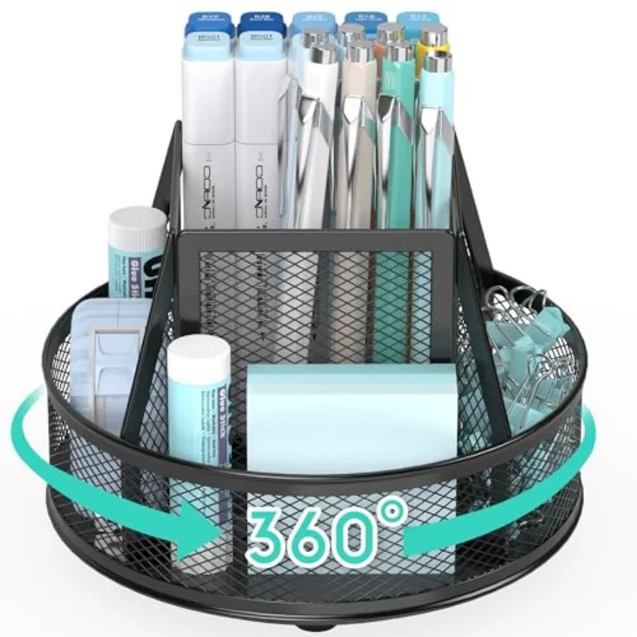 Metal Mesh Desk Organizer with 5 Compartments and Rotating Pencil Holder Pen and Stationery Organizer for Office Home School An
Metal Mesh Desk Organizer with 5 Compartments and Rotating Pencil Holder Pen and Stationery Organizer for Office Home School An