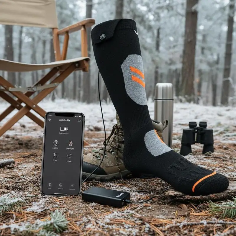 Heated Socks Medium For Hunting Riding Camping, 5000mAh Rechargeable Battery 4 Heat Levels APP Control, Electric Foot Warmer Thermal Protection
Heated Socks Medium For Hunting Riding Camping, 5000mAh Rechargeable Battery 4 Heat Levels APP Control, Electric Foot Warmer Thermal Protection