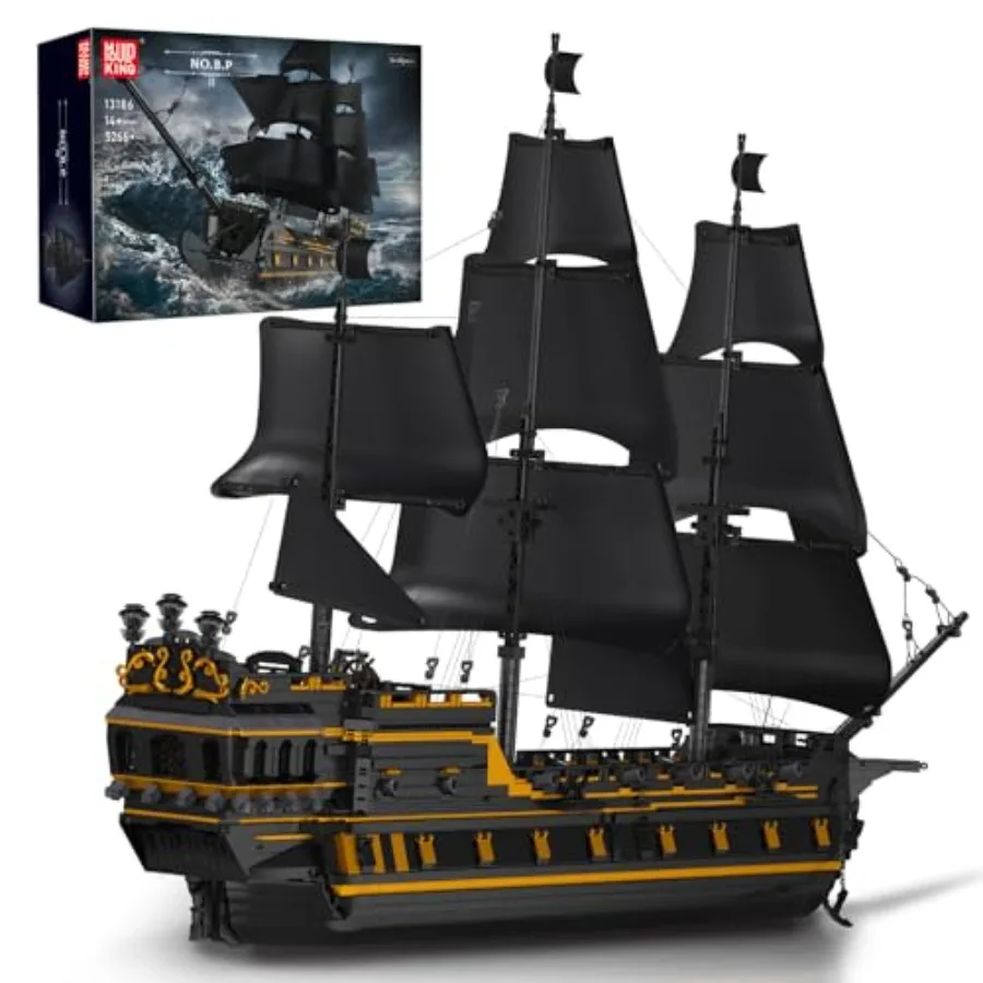 Pirates ship model building kit for adult collectors, ABS plastic, black and gold, 5266+ pieces with detailed assembly and disp
Pirates ship model building kit for adult collectors, ABS plastic, black and gold, 5266+ pieces with detailed assembly and disp
