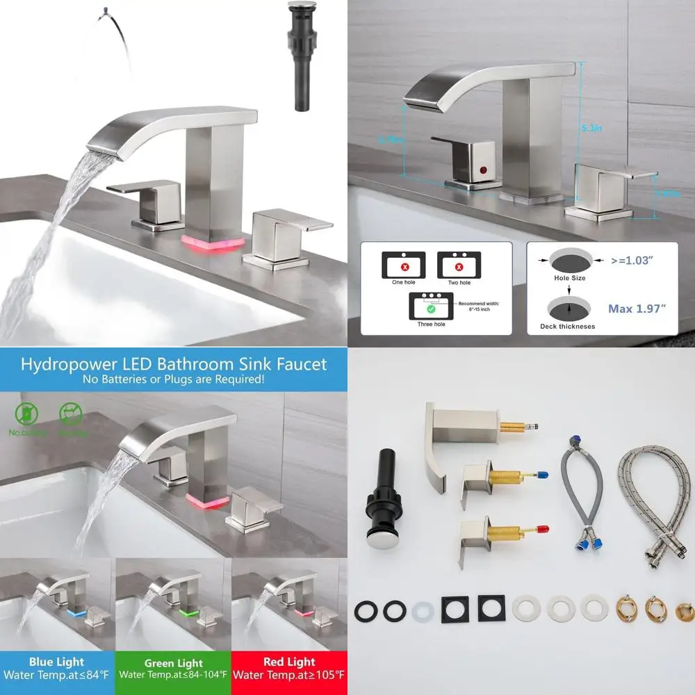 8. Современный смеситель для раковины в ванной комнате с 3 отверстиями и выдвижным сливом, приспособление для туалетного столика с двойной ручкой.
8. Современный смеситель для раковины в ванной комнате с 3 отверстиями и выдвижным сливом, приспособление для туалетного столика с двойной ручкой.