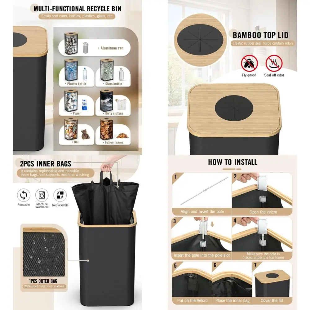 Кухонная корзина для переработки с бамбуковой крышкой на 26 галлонов и 2 съемными вкладышами для сортировки отходов
Кухонная корзина для переработки с бамбуковой крышкой на 26 галлонов и 2 съемными вкладышами для сортировки отходов