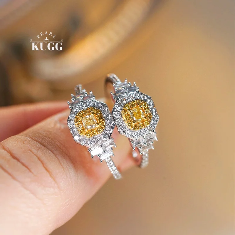 KUGG 100% 18K White Gold Rings Real Natural Yellow Diamond Engagement Ring Elegant Shiny Design High Wedding Jewelry for Women
KUGG 100% 18K White Gold Rings Real Natural Yellow Diamond Engagement Ring Elegant Shiny Design High Wedding Jewelry for Women