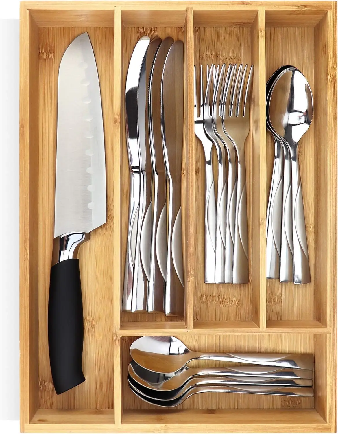 Silverware Organizer - Small Extra-Deep Wooden Kitchen Drawer Organizer Divider for Spoons, Forks
Silverware Organizer - Small Extra-Deep Wooden Kitchen Drawer Organizer Divider for Spoons, Forks