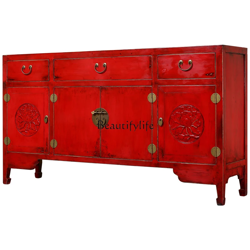Chinese-style carved dining side cabinet solid wood retro old kitchen storage cabinet living room
Chinese-style carved dining side cabinet solid wood retro old kitchen storage cabinet living room