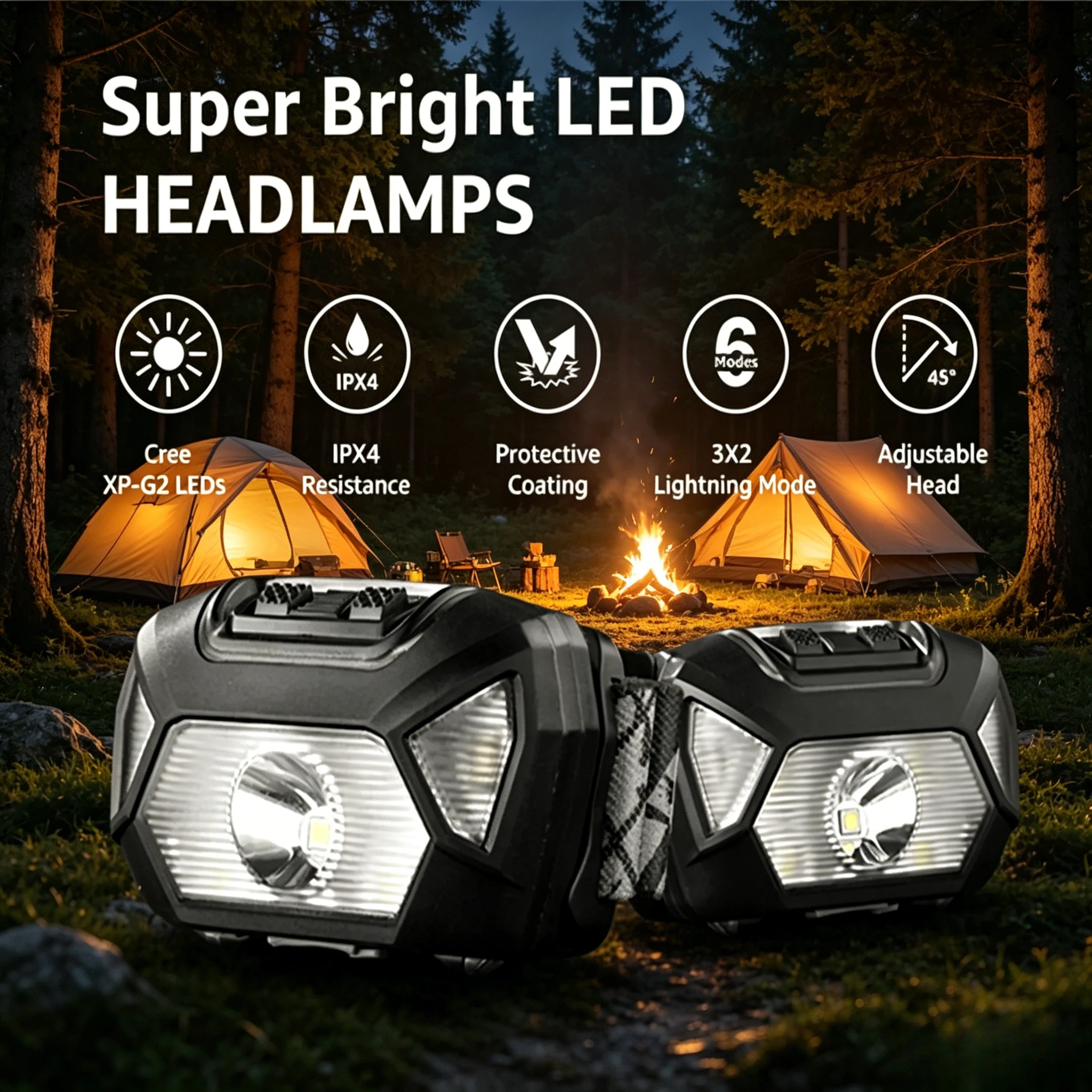 USB Rechargeable LED Headlight Waterproof 6 Modes Head Lamp Portable Flashlight for Fishing Outdoor Use Hiking Accessories
USB Rechargeable LED Headlight Waterproof 6 Modes Head Lamp Portable Flashlight for Fishing Outdoor Use Hiking Accessories