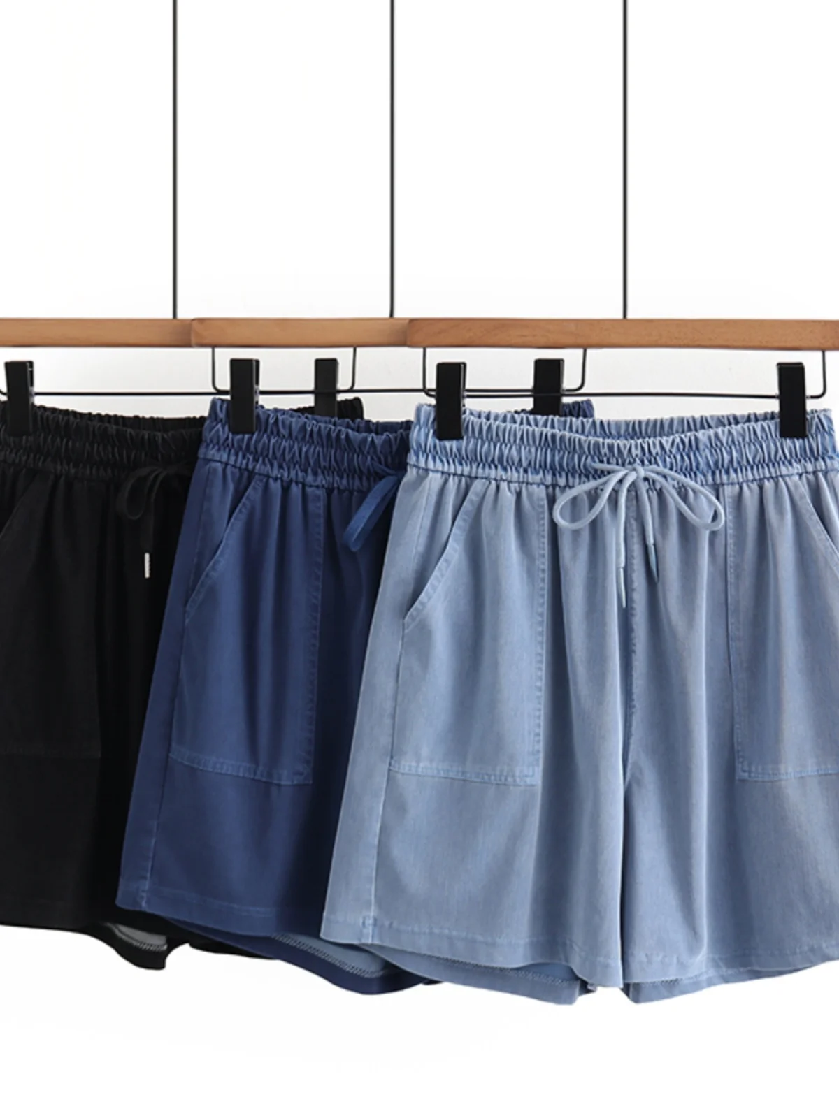 Summer 2023 Women's Casual Denim Shorts Elastic Waist Drawstring Wide Leg Blue plus Size Shorts High Waist Thin Denim
Summer 2023 Women's Casual Denim Shorts Elastic Waist Drawstring Wide Leg Blue plus Size Shorts High Waist Thin Denim