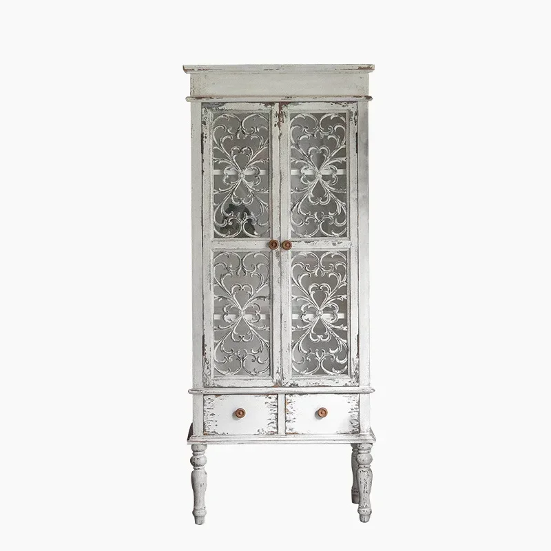 American retro old high cabinet, living room solid wood glass TV cabinet, home bookshelf B & B dining side wine cabinet
American retro old high cabinet, living room solid wood glass TV cabinet, home bookshelf B & B dining side wine cabinet