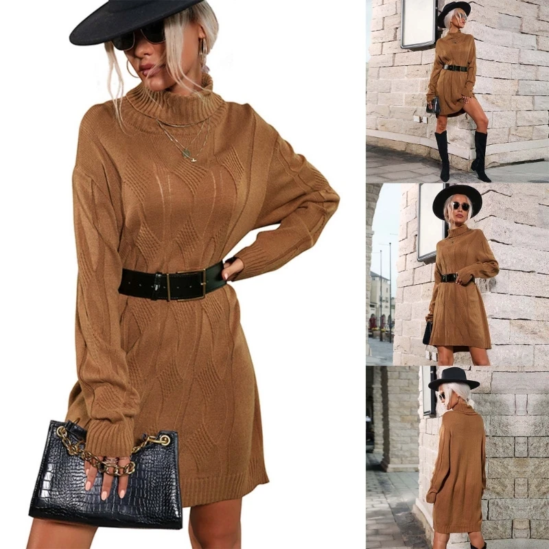 Trendy Oversized Turtleneck Sweater Dress for Women Long Sleeve Knitted Pullover for Fall and Winter
Trendy Oversized Turtleneck Sweater Dress for Women Long Sleeve Knitted Pullover for Fall and Winter
