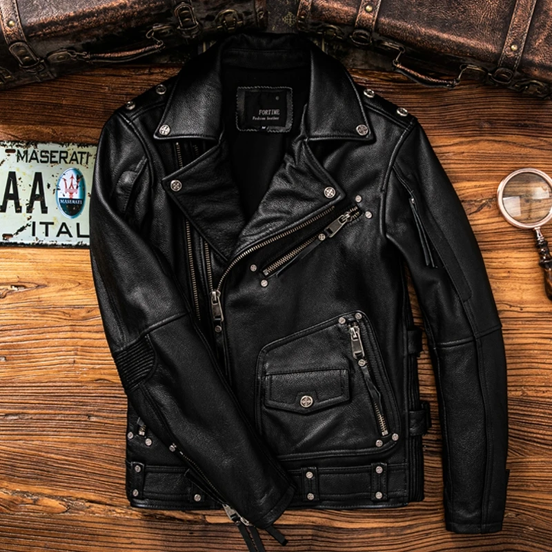 Black Winter Leather Jacket Men Sports Style Plus Size 6XL Genuine Natural Thick Cowhide Turn-Down Collar Diagonal Zipper Coat
Black Winter Leather Jacket Men Sports Style Plus Size 6XL Genuine Natural Thick Cowhide Turn-Down Collar Diagonal Zipper Coat
