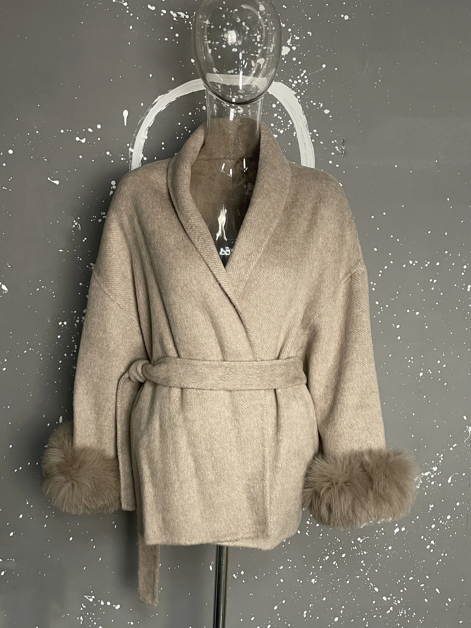 UCXQ Elegant OL Office Lady Overcoats Fur Patchwork Long Sleeve Woolen Coat Beautiful Women's Clothing Jacket Autumn 2025 Winter 59 S8da618f4f7d7488c92e85964ba29a0bfN