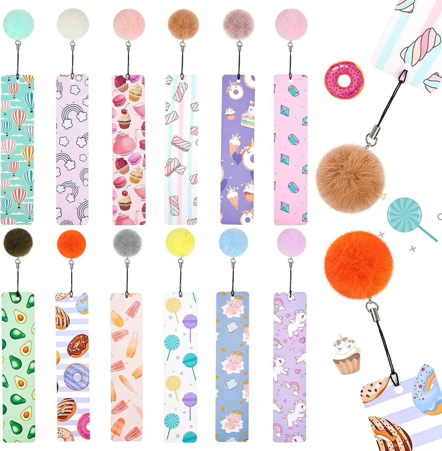 12 Pack Cute Bookmarks for Kids with Pom Poms and Rulers, Reading Accessories Gift for Girls Students School Supplies
12 Pack Cute Bookmarks for Kids with Pom Poms and Rulers, Reading Accessories Gift for Girls Students School Supplies