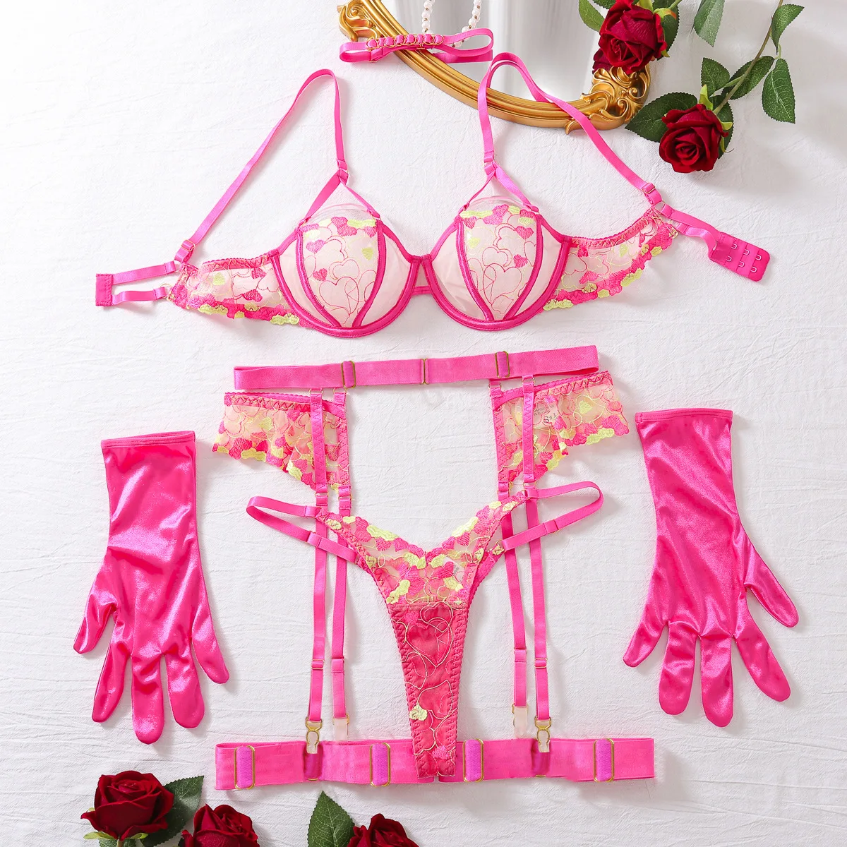 Women Sexy Lace Erotic Set Heart Embroidery See Through Lingerie Bra Set Thin Perspective Underwear Thong Set Exotic Apparel
Women Sexy Lace Erotic Set Heart Embroidery See Through Lingerie Bra Set Thin Perspective Underwear Thong Set Exotic Apparel