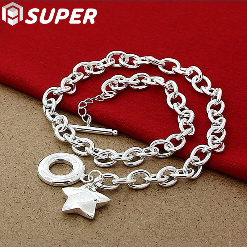 925 Sterling Silver Star Pendant Necklace Woman Man 18 Inches Chain Wedding Engagement Party Jewelry
925 Sterling Silver Star Pendant Necklace Woman Man 18 Inches Chain Wedding Engagement Party Jewelry