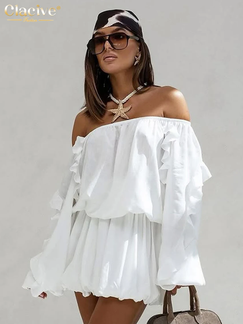 Clacive Fashion Loose White Cotton Women's Dress Sexy Slash Neck Long Sleeve Mini Dresses Elegant Classic Pleated Female Dress
Clacive Fashion Loose White Cotton Women's Dress Sexy Slash Neck Long Sleeve Mini Dresses Elegant Classic Pleated Female Dress