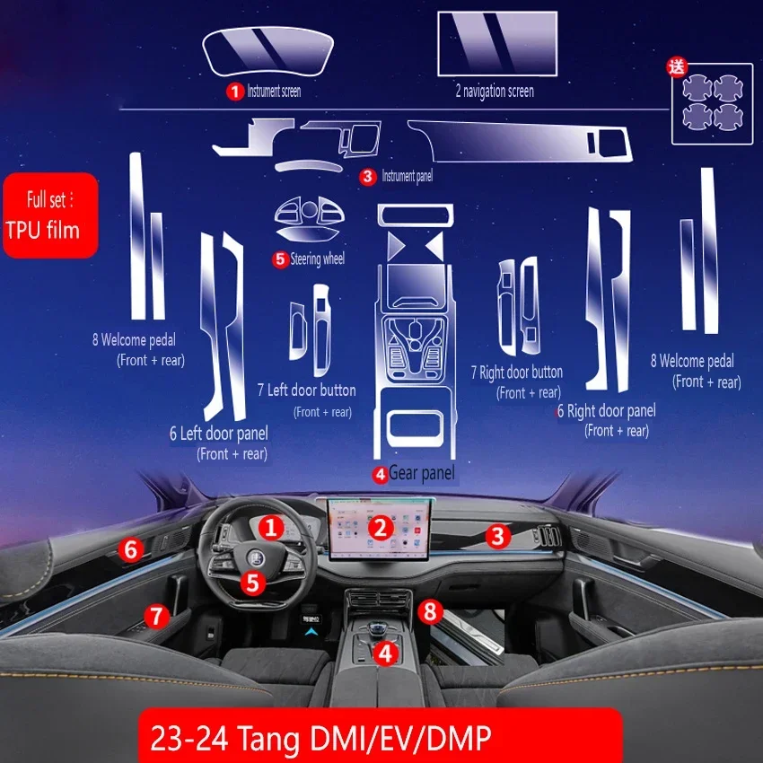 For BYD Tang 2023-2025 Tpu Transparent Protector Film Interior Interior Sticker Center Control Navigator Screen Car Accessories
For BYD Tang 2023-2025 Tpu Transparent Protector Film Interior Interior Sticker Center Control Navigator Screen Car Accessories