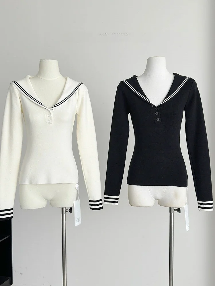 Slim Fit Long Sve Knitted Navy Collar Base irt College Sle Early Spring New Arrival Age Reduction Super Beautiful
Slim Fit Long Sve Knitted Navy Collar Base irt College Sle Early Spring New Arrival Age Reduction Super Beautiful