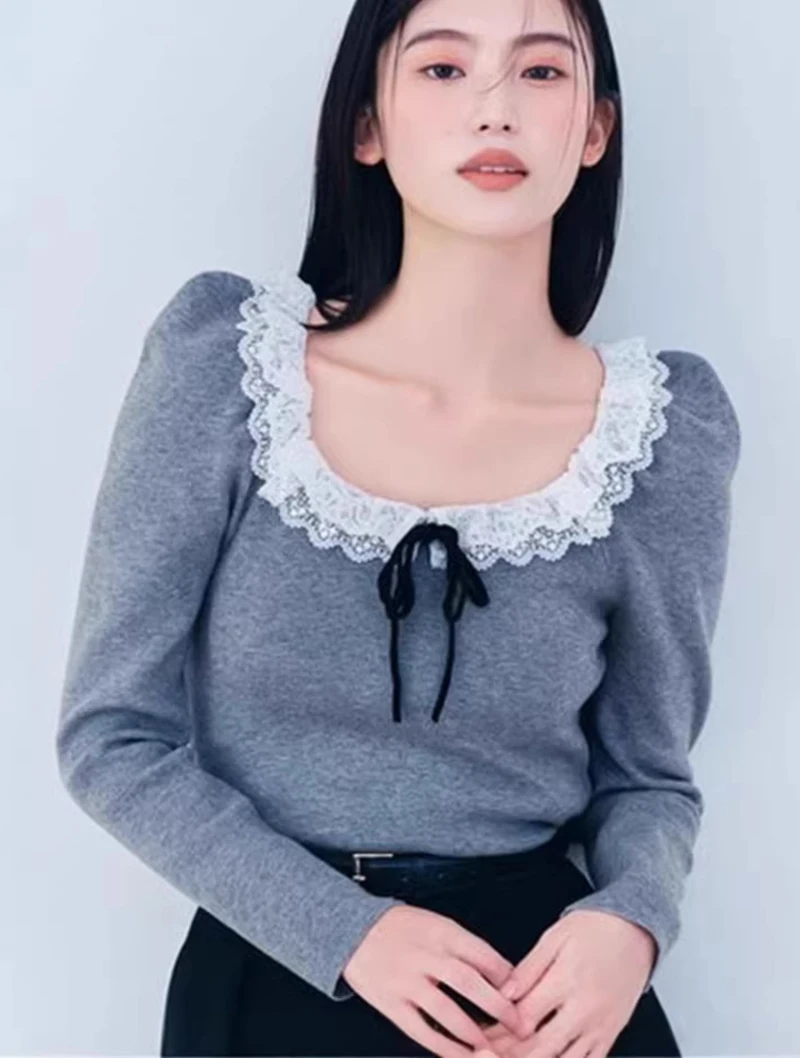 Spring New Arrival Moon Tooth Beauty Japanese Style Knitted Top Lace Trim Bow Tie round Square Collar Age Defying A25216
Spring New Arrival Moon Tooth Beauty Japanese Style Knitted Top Lace Trim Bow Tie round Square Collar Age Defying A25216