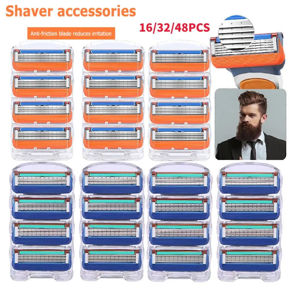 16/32/48pcs Shaving Razor Stainless Steel Blades Refills Durable Shaver Replacement Safety 5 Layer for Gillette Fusion Proglide
16/32/48pcs Shaving Razor Stainless Steel Blades Refills Durable Shaver Replacement Safety 5 Layer for Gillette Fusion Proglide