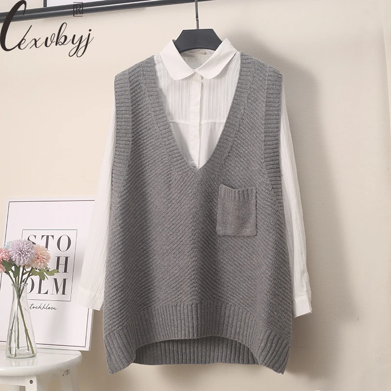 Casual Sweater Vest Women Pocket Sleeveless Knitted Pullover Spring Autumn Loose V-Neck Knitwear Top Plus Size Vintage Waistcoat
Casual Sweater Vest Women Pocket Sleeveless Knitted Pullover Spring Autumn Loose V-Neck Knitwear Top Plus Size Vintage Waistcoat