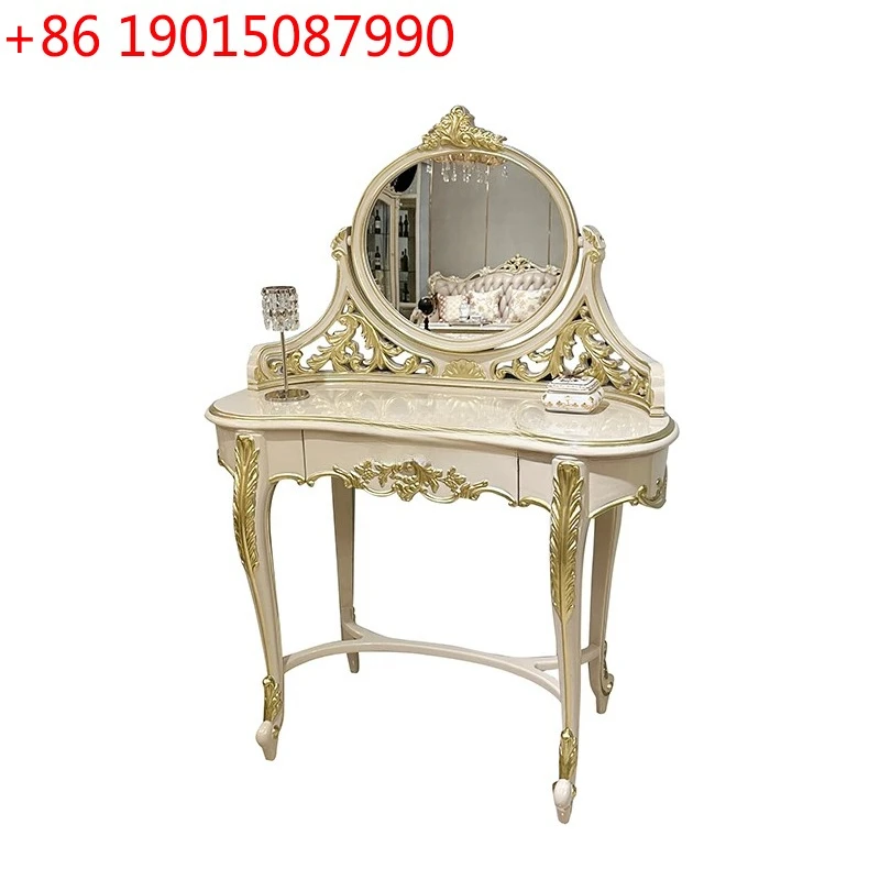 French solid wood dresser stool combination, European luxury bedroom makeup table simple
French solid wood dresser stool combination, European luxury bedroom makeup table simple
