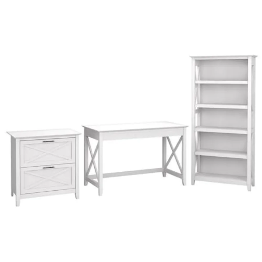 Key West 48W Writing Desk with 2 Drawer Lateral File Cabinet and 5 Shelf Bookcase in Pure White Oak
Key West 48W Writing Desk with 2 Drawer Lateral File Cabinet and 5 Shelf Bookcase in Pure White Oak