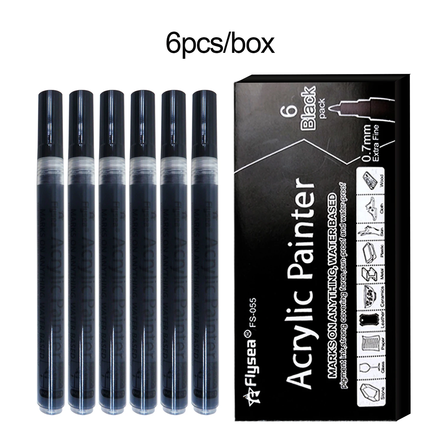 6Pcs/set Black Acrylic Paint Pen for Rock Painting, Stone, Ceramic, Glass, Wood, Tire, Fabric Metal, Canvas
6Pcs/set Black Acrylic Paint Pen for Rock Painting, Stone, Ceramic, Glass, Wood, Tire, Fabric Metal, Canvas