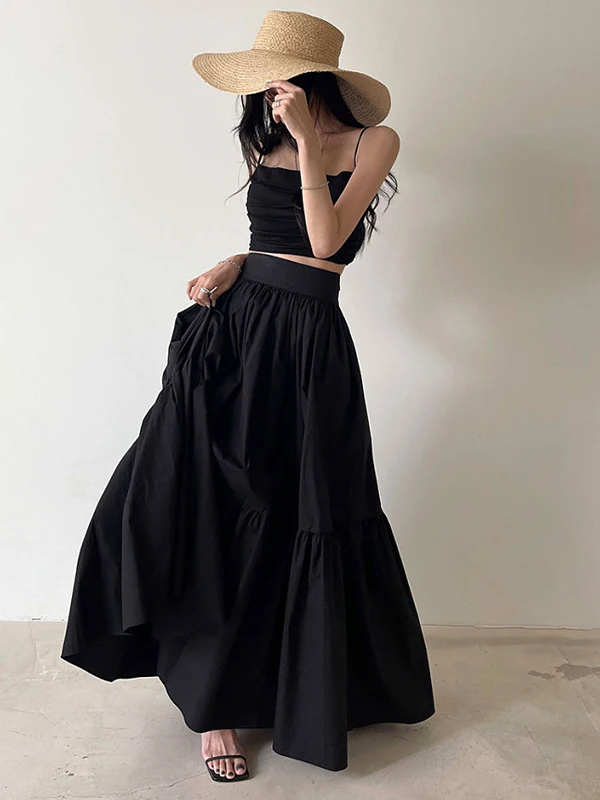 High Waist A-Line Skirt And Tank Top Set Women's Summer Fashion Outfit Short Length Versatile High Neck Sleeveless Dress
High Waist A-Line Skirt And Tank Top Set Women's Summer Fashion Outfit Short Length Versatile High Neck Sleeveless Dress