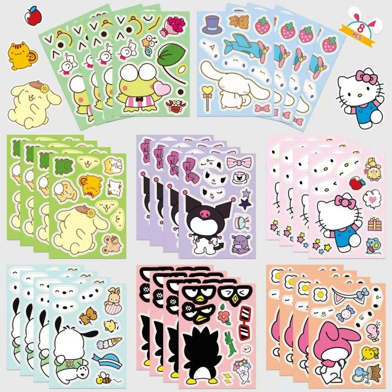 8 Sheets/Pack Sanrio Face Changing Stickers Children's DIY Puzzle Decals Phone Laptop Luggage Refrigerator Decorative Stickers
8 Sheets/Pack Sanrio Face Changing Stickers Children's DIY Puzzle Decals Phone Laptop Luggage Refrigerator Decorative Stickers