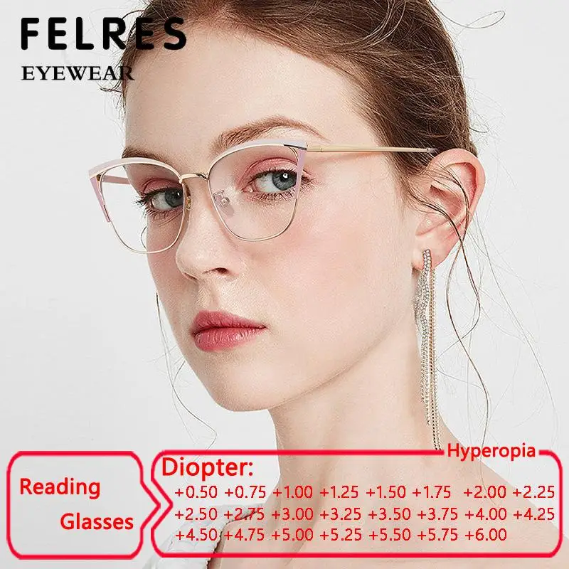 Fashion Cat Eye Anti Blue Light Reading Glasses Elegant Women Double Colors Metal Frame Optical Eyeglasses Presbyopic Spectacle
Fashion Cat Eye Anti Blue Light Reading Glasses Elegant Women Double Colors Metal Frame Optical Eyeglasses Presbyopic Spectacle