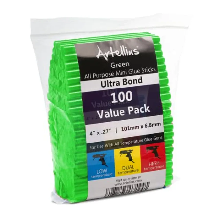 Green Hot Glue Sticks 4 x0.27 - Ultra Bond Mini Adhesive Mini Hot Glue Sticks for All Temperatures 100-Pack
Green Hot Glue Sticks 4 x0.27 - Ultra Bond Mini Adhesive Mini Hot Glue Sticks for All Temperatures 100-Pack