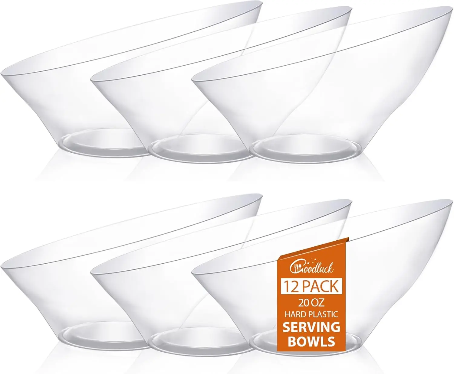 20 OZ Clear Plastic Serving Bowls 12 Pack for Party Disposable Bowls for Salad Candy Snacks with Angled Design
20 OZ Clear Plastic Serving Bowls 12 Pack for Party Disposable Bowls for Salad Candy Snacks with Angled Design