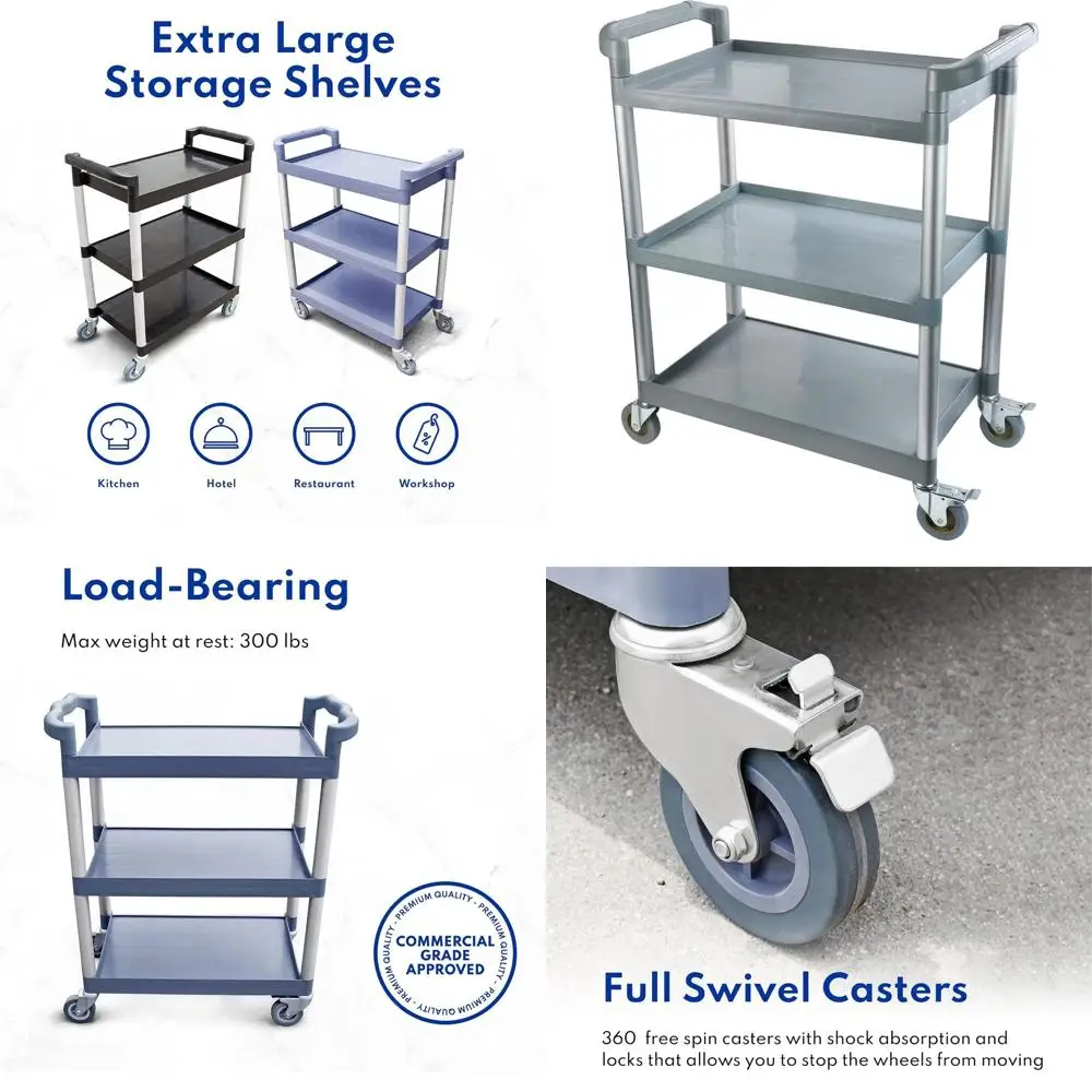 Серая 3-ярусная пластиковая тележка для хранения, грузоподъемность 250 фунтов, с фиксирующимися колесами, 32x16x38
Серая 3-ярусная пластиковая тележка для хранения, грузоподъемность 250 фунтов, с фиксирующимися колесами, 32x16x38