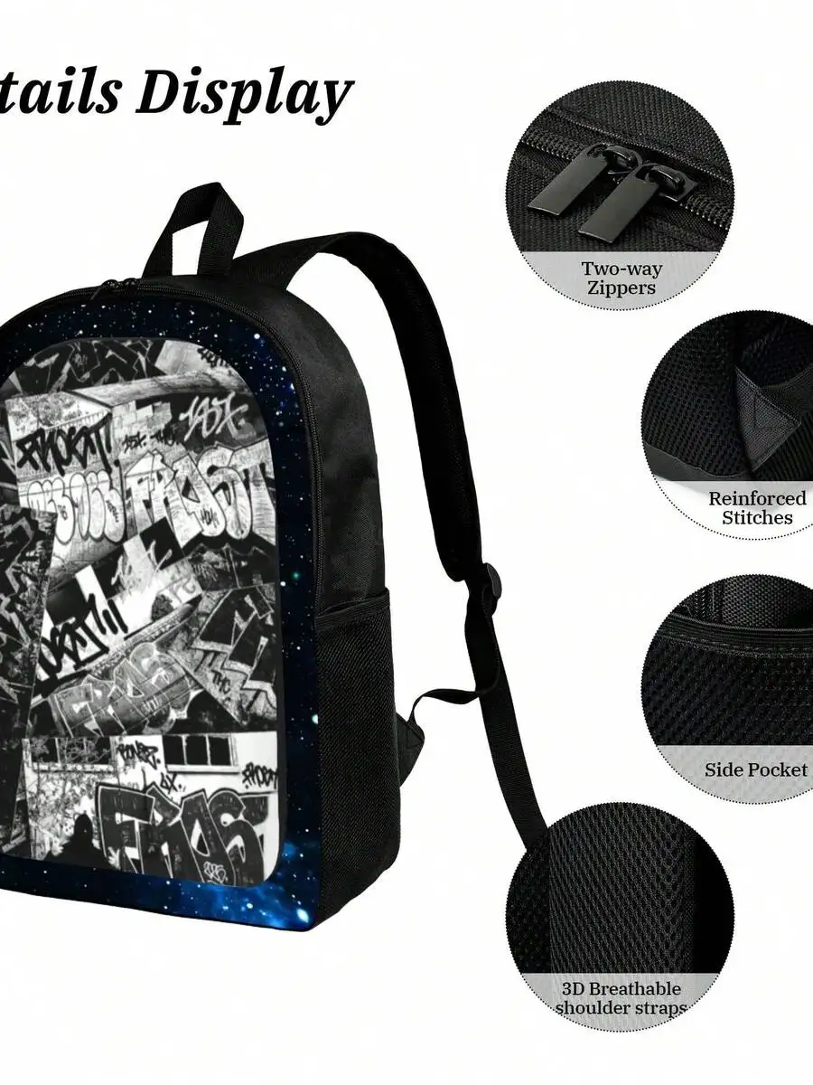 Starry Sky Graffiti Print Backpack Black White 22 Inch Casual Laptop Bag
Starry Sky Graffiti Print Backpack Black White 22 Inch Casual Laptop Bag