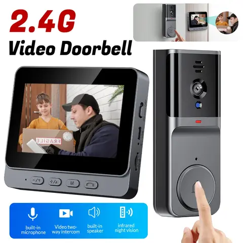 4.3'' Smart IPS Screen Video Intercom Night Vision 2-Way Audio Surveillance Camera Digital Camera with 2.4G Wireless Bell