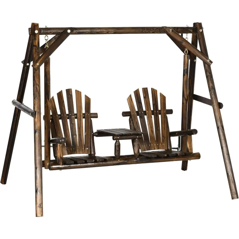 Wooden Porch Swing with Stand, 2-Seat Patio Swing Chair with Center Table, for Garden, Poolside, Backyard
Wooden Porch Swing with Stand, 2-Seat Patio Swing Chair with Center Table, for Garden, Poolside, Backyard