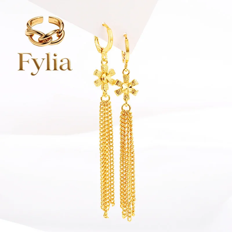 Fylia Jewelry AU999 Ladies' Gold Earrings New Style Earrings 24K Real Gold Jewelry Cocktail Party Noble Goddess Tassel Earring
Fylia Jewelry AU999 Ladies' Gold Earrings New Style Earrings 24K Real Gold Jewelry Cocktail Party Noble Goddess Tassel Earring