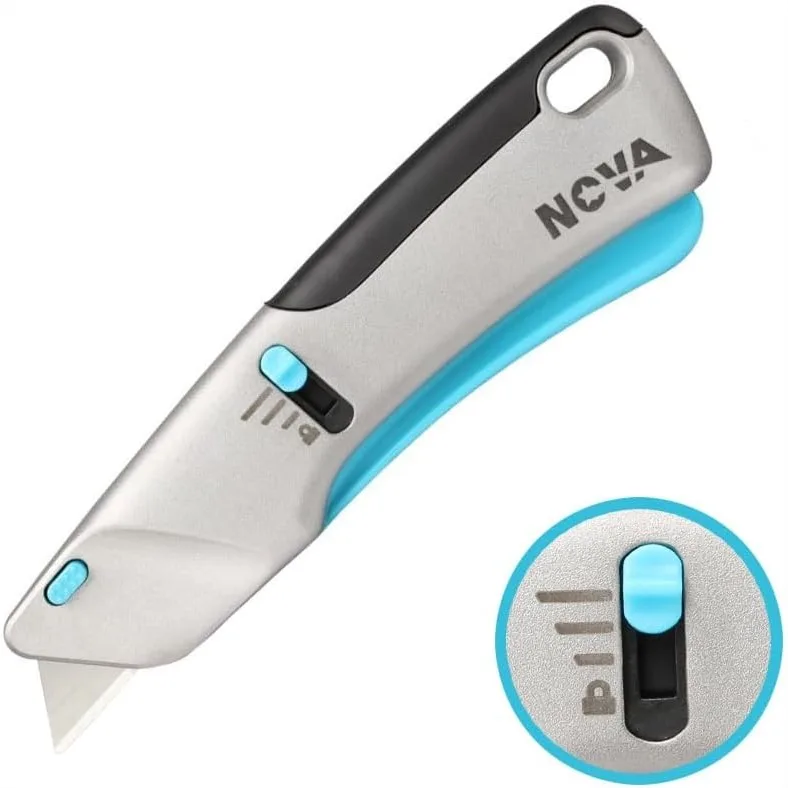 Self Retractable Utility Knife With Squeeze Trigger, Heavy Duty Box Cutter For Cardboard, Ergonomic Aluminum Body With Safety Lock
Self Retractable Utility Knife With Squeeze Trigger, Heavy Duty Box Cutter For Cardboard, Ergonomic Aluminum Body With Safety Lock