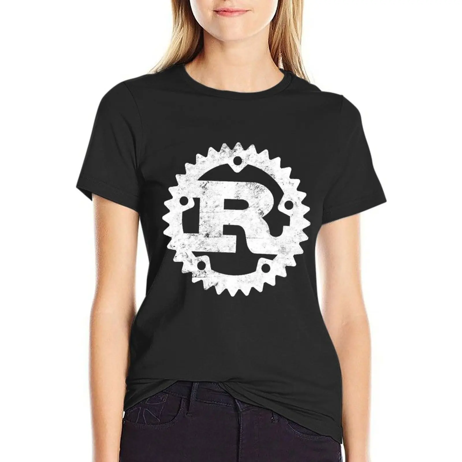 Rust Programming logo print distressed T-Shirt Female clothing lady clothes summer clothes for Women
Rust Programming logo print distressed T-Shirt Female clothing lady clothes summer clothes for Women