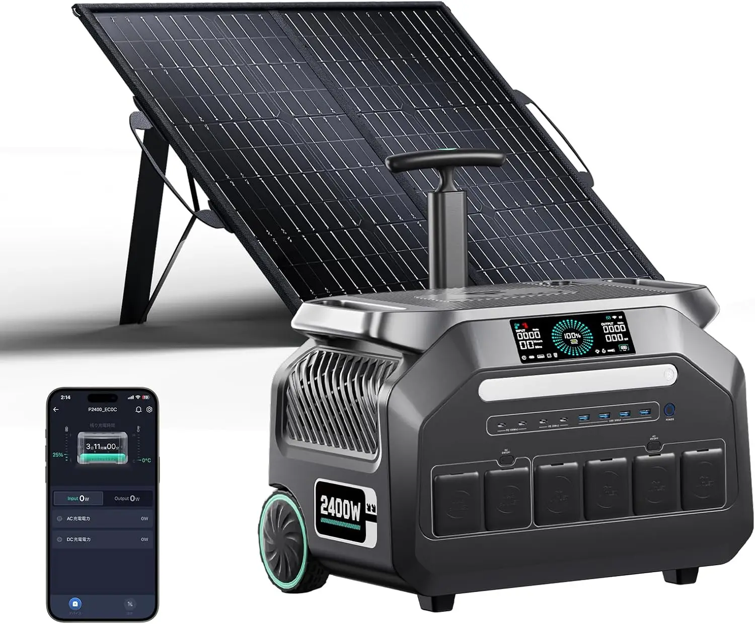 IEE 2400W(4800W Peak) Portable Power Station P2400, 2048Wh LiFePO4 Solar Generator with 100W Solar Panel, 1800W AC & 500W
IEE 2400W(4800W Peak) Portable Power Station P2400, 2048Wh LiFePO4 Solar Generator with 100W Solar Panel, 1800W AC & 500W