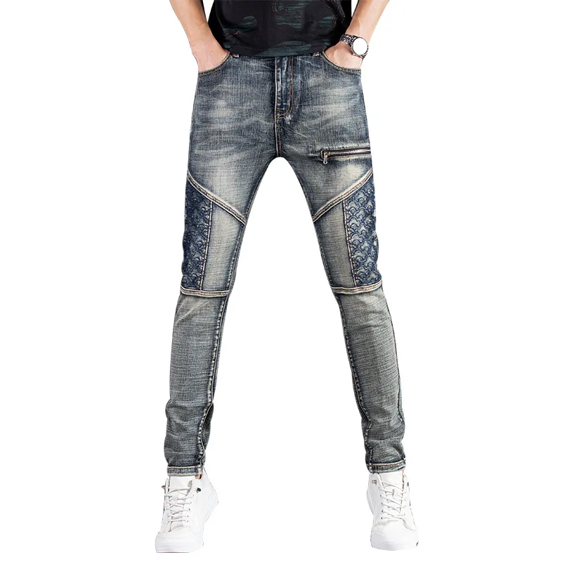 New Men's Slim-fit Elastic Small Straight Jeans Personalized Splicing Embroidery Trendy Men's Trousers
New Men's Slim-fit Elastic Small Straight Jeans Personalized Splicing Embroidery Trendy Men's Trousers