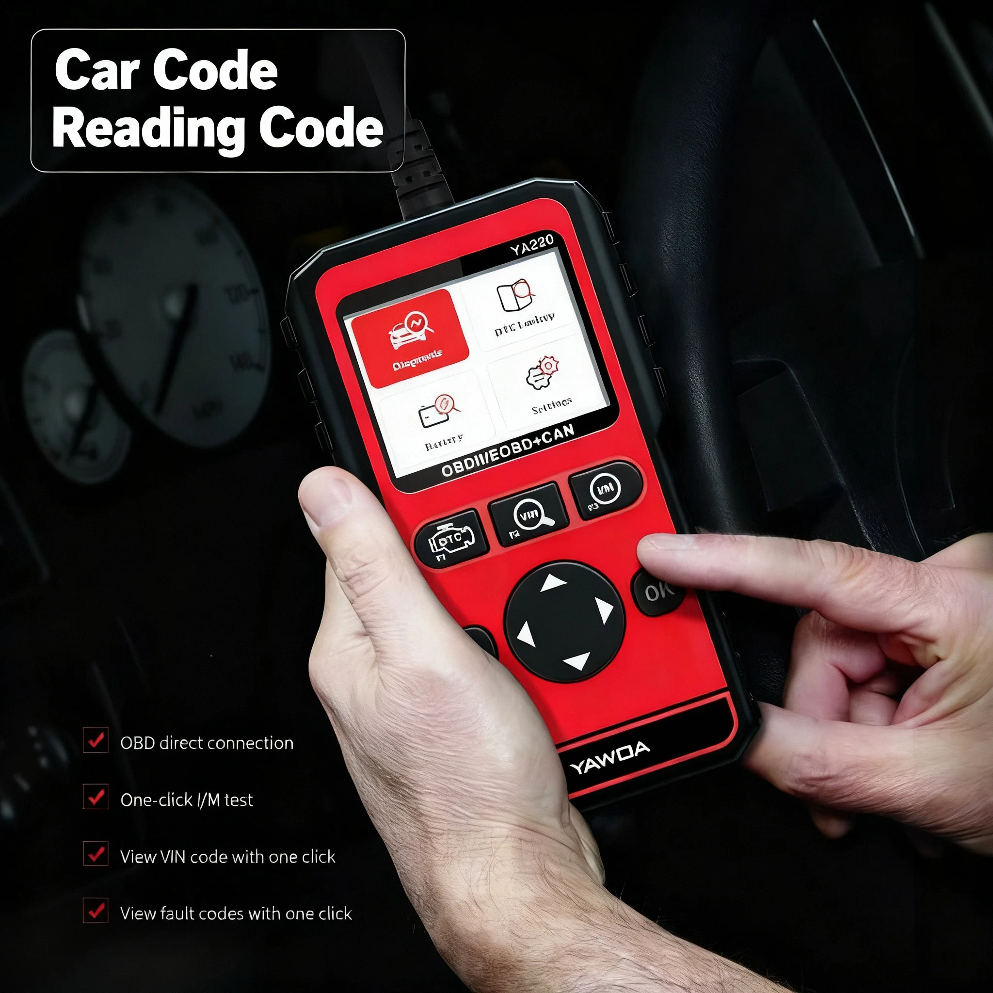 YA220 Многофункциональный считыватель автомобильных кодов YA-220 Тестирование одним щелчком мыши OBDII Диагностическая карта чтения Многоязычная
YA220 Многофункциональный считыватель автомобильных кодов YA-220 Тестирование одним щелчком мыши OBDII Диагностическая карта чтения Многоязычная