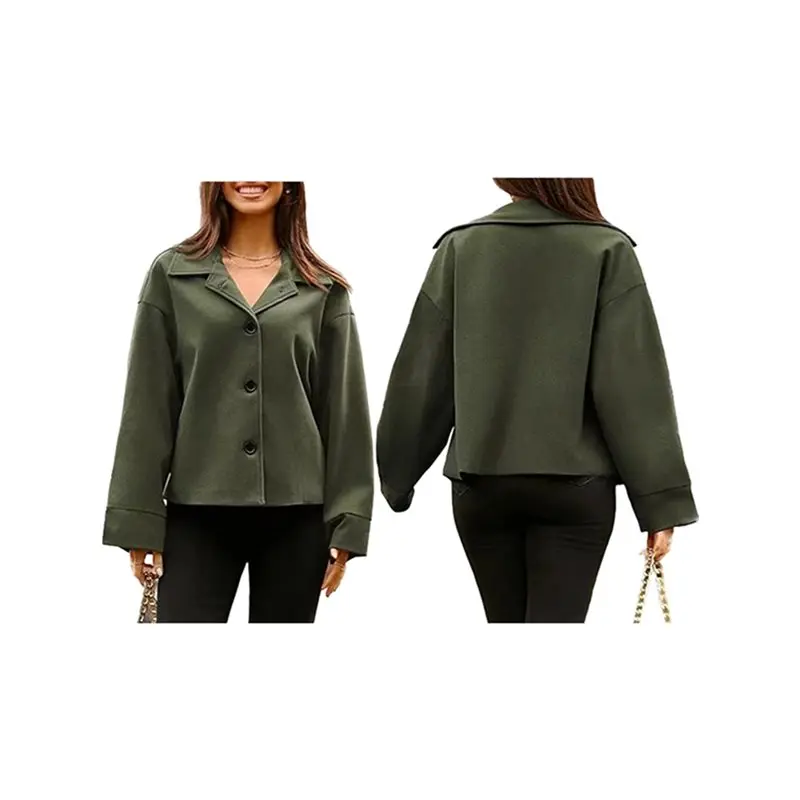 CYL-Women Cropped Trench Coat Wool Blend Pea Coat Casual Loose Long Sleeve Button Down Winter Outerwear
CYL-Women Cropped Trench Coat Wool Blend Pea Coat Casual Loose Long Sleeve Button Down Winter Outerwear