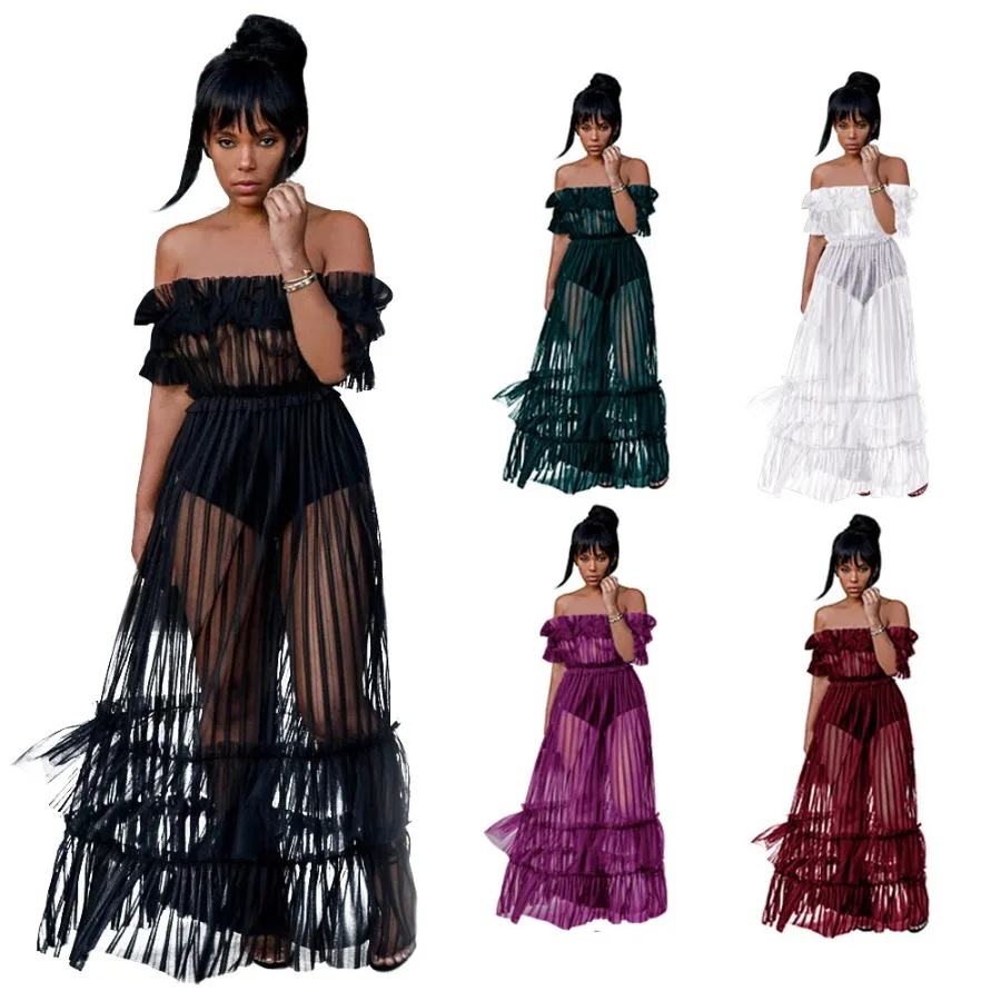 【New style】2019 new one-shoulder sexy mesh dress women's long dress evening dress
【New style】2019 new one-shoulder sexy mesh dress women's long dress evening dress