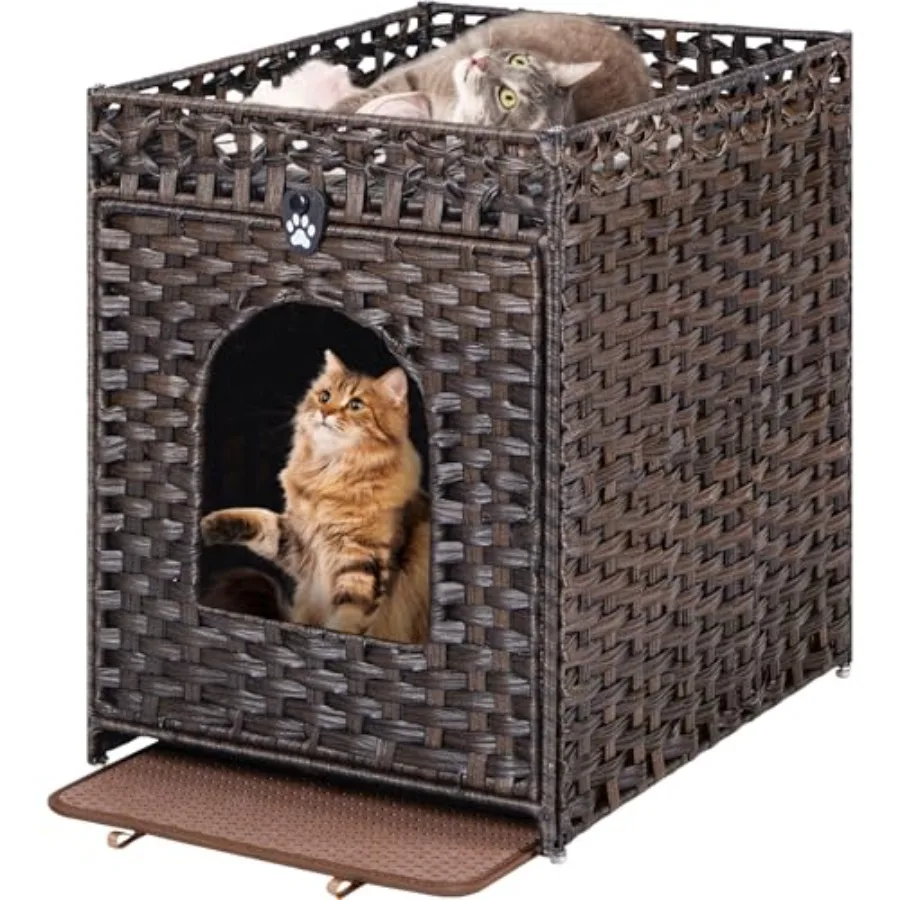 Cat Litter Box Enclosure Furniture Hidden with Litter Mat Hidden Cat Washroom Furniture with Door Handwoven Rattan Cat Washroom
Cat Litter Box Enclosure Furniture Hidden with Litter Mat Hidden Cat Washroom Furniture with Door Handwoven Rattan Cat Washroom