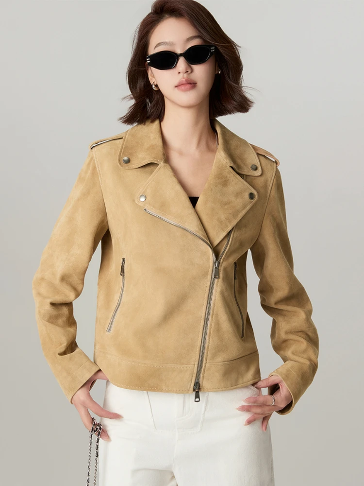 Classic Genuine Leather Motorcycle Jackets for Women Spring Autumn High-end Retro Simple Short Real Sheepskin Suede Leather Coat
Classic Genuine Leather Motorcycle Jackets for Women Spring Autumn High-end Retro Simple Short Real Sheepskin Suede Leather Coat
