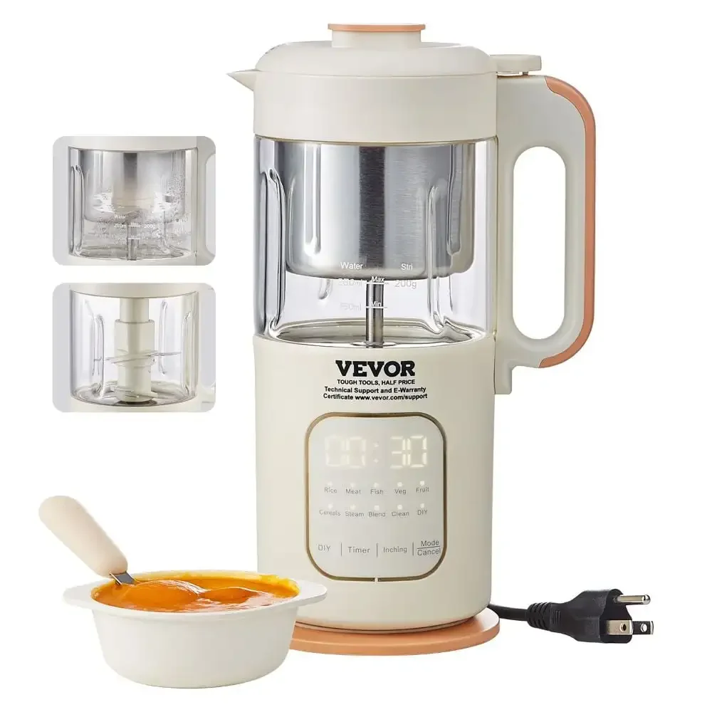 Baby Food Maker, 500W Baby Food Processor with 300 ml Glass Bowl, SUS304 Stainless Steel 4-Blade Baby Food Puree
Baby Food Maker, 500W Baby Food Processor with 300 ml Glass Bowl, SUS304 Stainless Steel 4-Blade Baby Food Puree