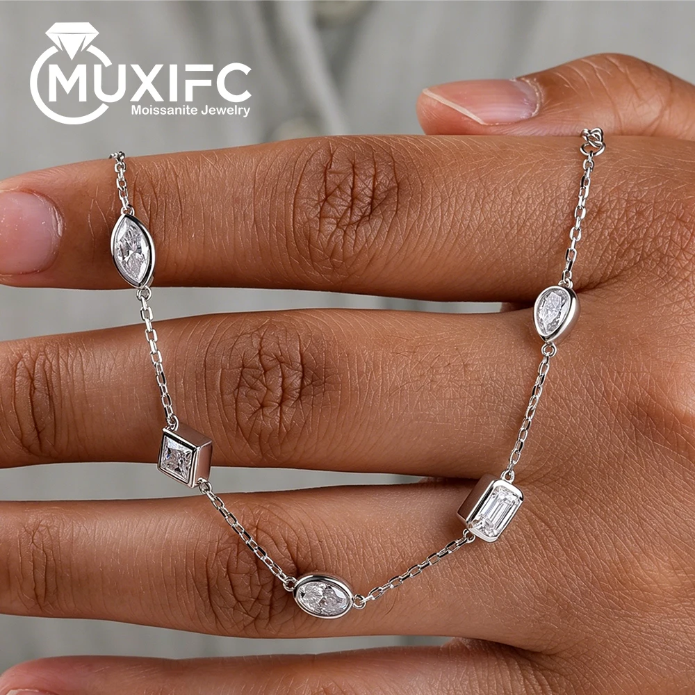 Mixed Cut All Moissanite Bracelet for Women Adjustable Chain 925 Sterling Silver Lab Diamond Bezel Set Fine Jewelry with GRA
Mixed Cut All Moissanite Bracelet for Women Adjustable Chain 925 Sterling Silver Lab Diamond Bezel Set Fine Jewelry with GRA
