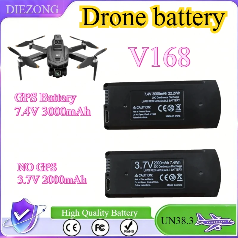 Drone Battery V168 for V168/V168 PRO/ V168 PRO MAX NO GPS /GPS Battery for V168 PRO Battery Wholesale Bateria 3.7V/7.4V
Drone Battery V168 for V168/V168 PRO/ V168 PRO MAX NO GPS /GPS Battery for V168 PRO Battery Wholesale Bateria 3.7V/7.4V