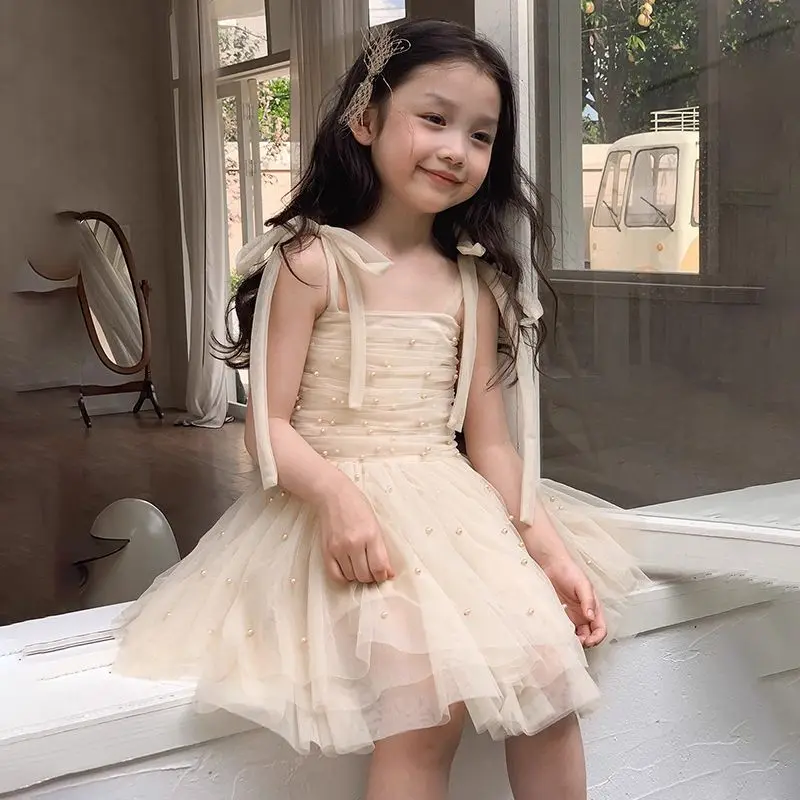 Girl's Pearl Mesh Strap Dress 2025 Summer New Children's Birthday Skirt Bow Tie Princess Skirt
Girl's Pearl Mesh Strap Dress 2025 Summer New Children's Birthday Skirt Bow Tie Princess Skirt